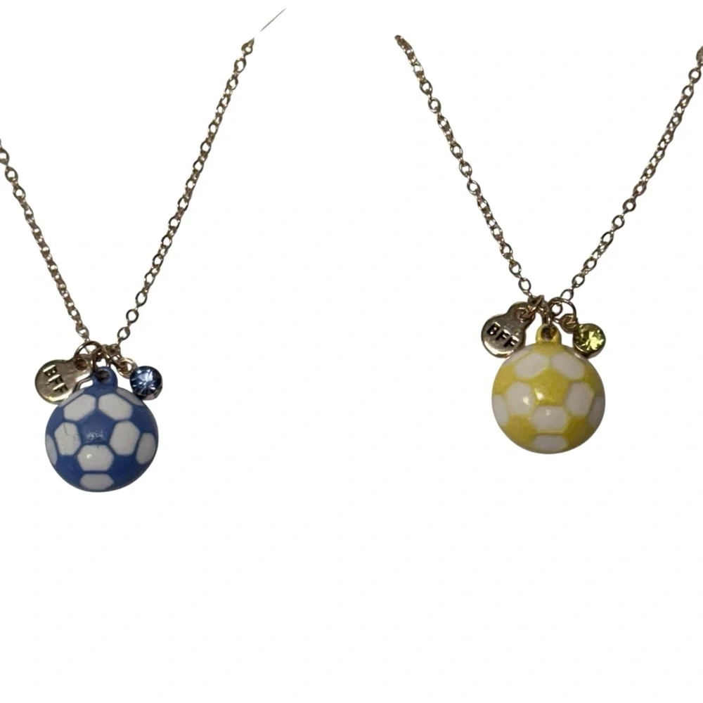 Claire's Blue and Yellow Soccer Ball BFF Necklace Set